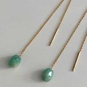 Luv & Bart threader earrings w green jade